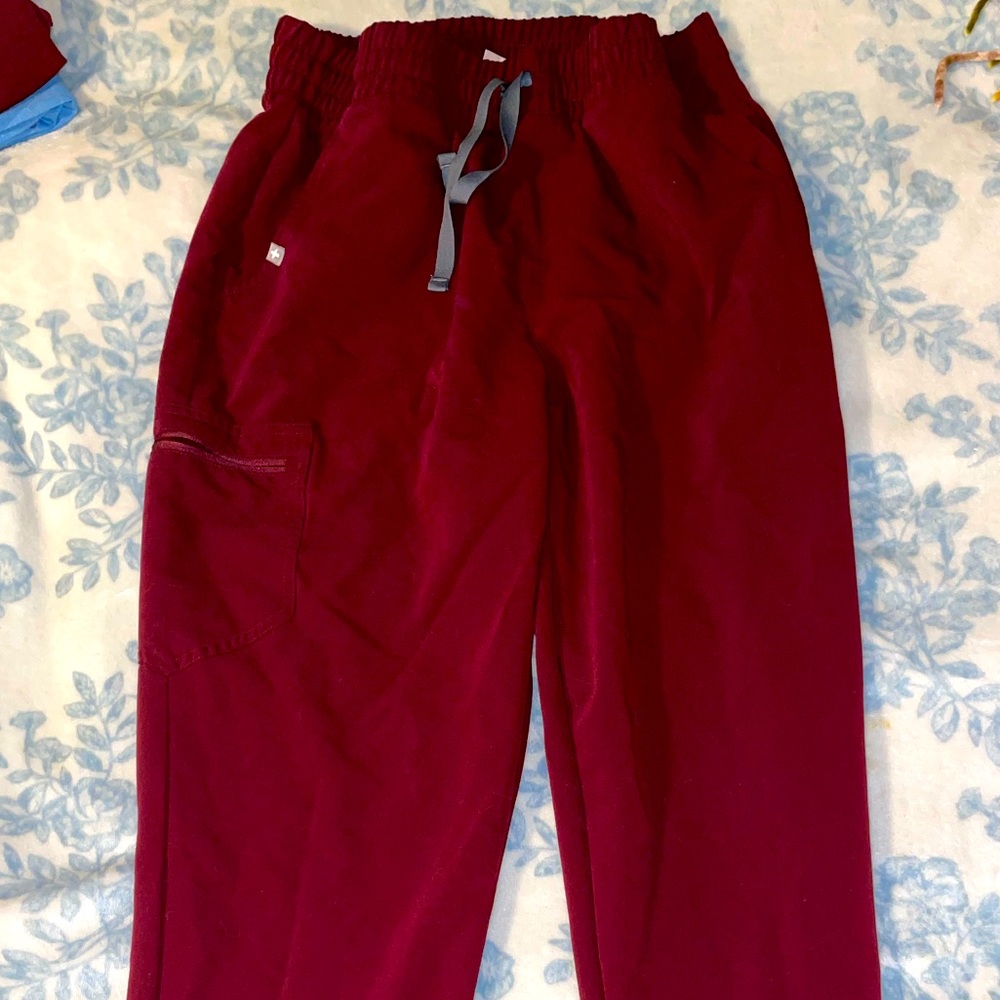 Women's Burgundy Zamora High Waisted - Tall Jogger Scrub Pants - Large